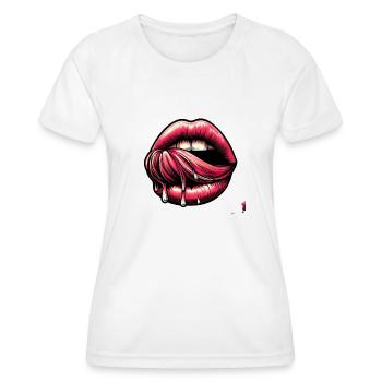 Langue en Mouvement - Bouche Expressive - T-shirt sport Femme - blanc - Devant - AI Model Female 172 dark (172cm)