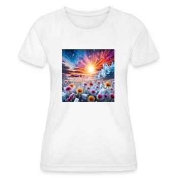 Fleur Coucher de soleil - T-shirt sport Femme - blanc - Devant - AI Model Female 172 dark (172cm)