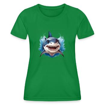 Wildes wütendes Tier Großer Weißer Hai motivierend - Frauen Funktions-T-Shirt - Kelly Green - Vorne - AI Model Female 172 dark (172cm)