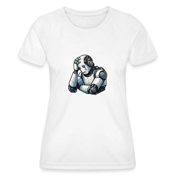 Robot Anxieux - T-shirt sport Femme - blanc - Devant - AI Model Female 172 dark (172cm)