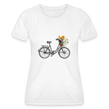 Vélo vintage avec panier de fleurs - T-shirt sport Femme - blanc - Devant - AI Model Female 172 dark (172cm)