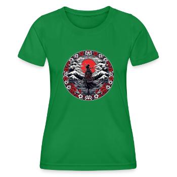 Ombre Samurai Girl Cherry Blossom - Women's Functional T-Shirt - kelly green - Front - AI Model Female 172 dark (172cm)