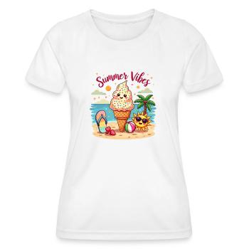 SOMMERLICHE VIBES - Frauen Funktions-T-Shirt - Weiß - Vorne - AI Model Female 172 dark (172cm)
