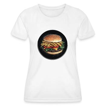 Burger Deluxe mit Pommes-Topping - Frauen Funktions-T-Shirt - Weiß - Vorne - AI Model Female 172 dark (172cm)