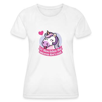 Lasst sie glauben, dass es keine Einhörner gibt - Frauen Funktions-T-Shirt - Weiß - Vorne - AI Model Female 172 dark (172cm)