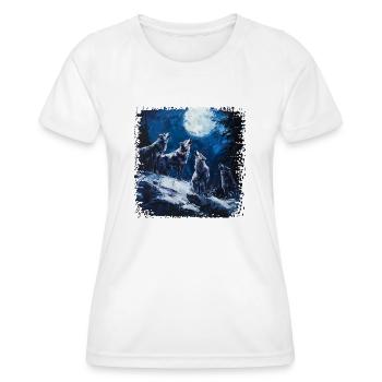 Le loup comme symbole du dangereux - T-shirt sport Femme - blanc - Devant - AI Model Female 172 dark (172cm)
