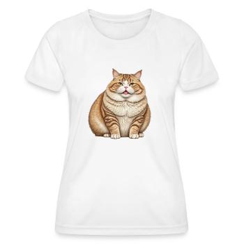 Gros chat - T-shirt sport Femme - blanc - Devant - AI Model Female 172 dark (172cm)