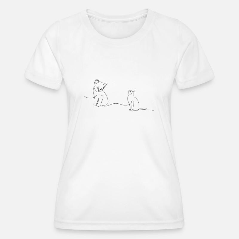 Dog & Cat Oneline - Women's Functional T-Shirt - white