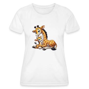 Giraffe mother with child - Women's Functional T-Shirt - white - Front - AI Model Female 172 dark (172cm)