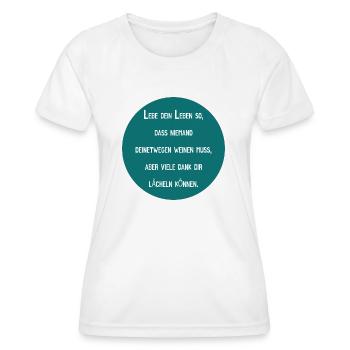Lebe mit Lächeln - Frauen Funktions-T-Shirt - Weiß - Vorne - AI Model Female 172 dark (172cm)
