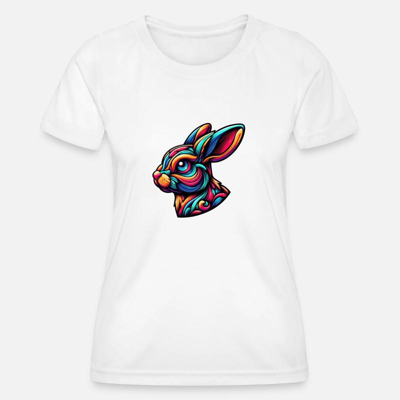 Abstract Rabbit Illustration - Women's Functional T-Shirt - white