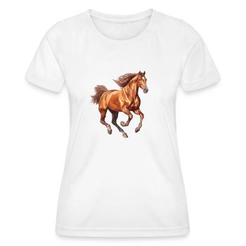 Cheval au galop - T-shirt sport Femme - blanc - Devant - AI Model Female 172 dark (172cm)
