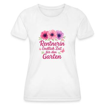 Rentnerin Rente Blumen Endlich Zeit für den Garten - Frauen Funktions-T-Shirt - Weiß - Vorne - AI Model Female 172 dark (172cm)