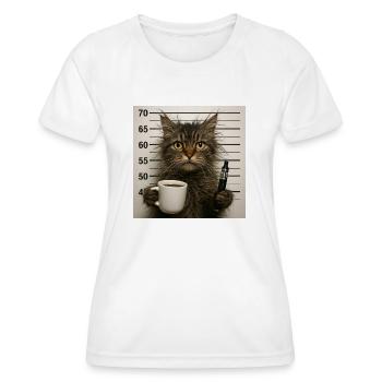 Mugshot Cat - Frauen Funktions-T-Shirt - Weiß - Vorne - AI Model Female 172 dark (172cm)