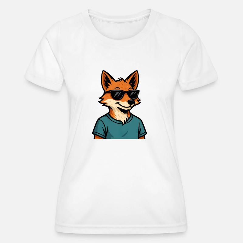 Cartoon fox with sunglasses - Women's Functional T-Shirt - white