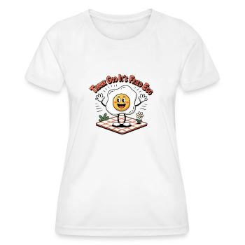 Thank god it's fried egg - Women's Functional T-Shirt - white - Front - AI Model Female 172 dark (172cm)