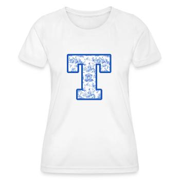 Blauer Chinoiserie-Buchstabe - Frauen Funktions-T-Shirt - Weiß - Vorne - AI Model Female 172 dark (172cm)