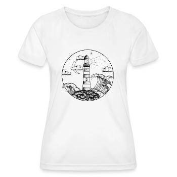 Leuchtturm im Sturm SVENPAINT - Frauen Funktions-T-Shirt - Weiß - Vorne - AI Model Female 172 dark (172cm)