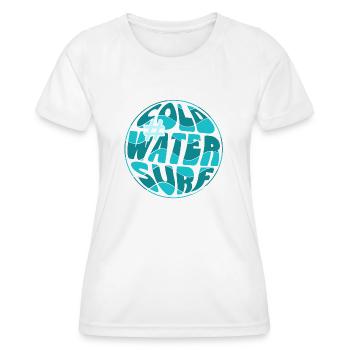 #coldwatersurf Retrowave Surfing - T-shirt sport Femme - blanc - Devant - AI Model Female 172 dark (172cm)