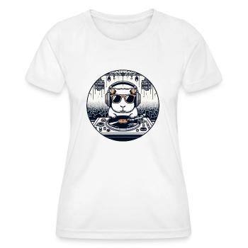 DJ Guinea Pig auf einer Techno-Party 🐹🎧🔥 - Frauen Funktions-T-Shirt - Weiß - Vorne - AI Model Female 172 dark (172cm)