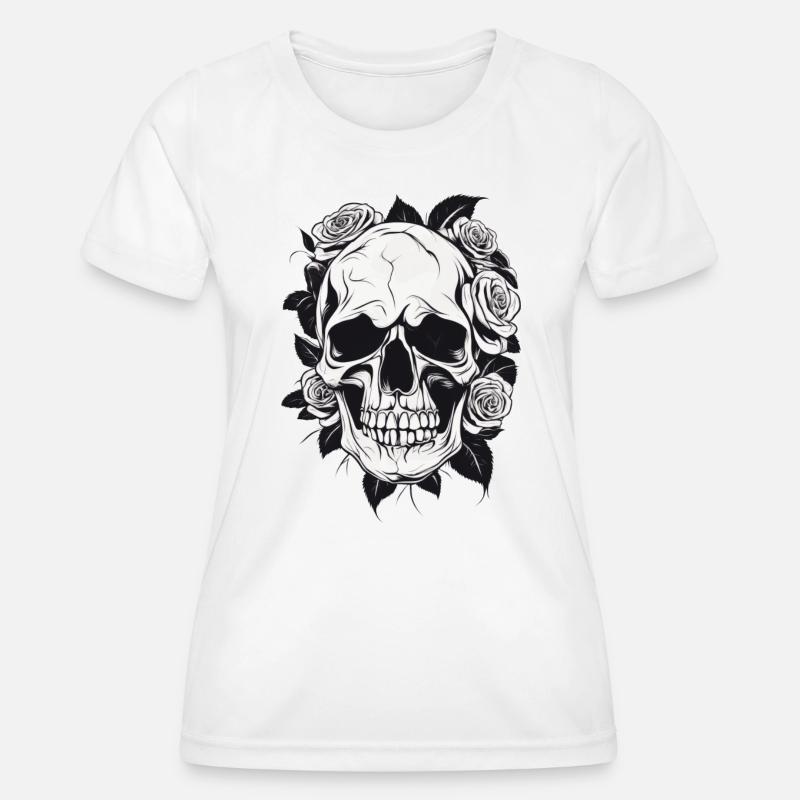 Skull Skull Roses Gothic - Women's Functional T-Shirt - white