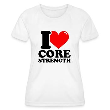 Ich liebe Kernkraft - Fitness-Gewichtheben lustig - Frauen Funktions-T-Shirt - Weiß - Vorne - AI Model Female 172 dark (172cm)