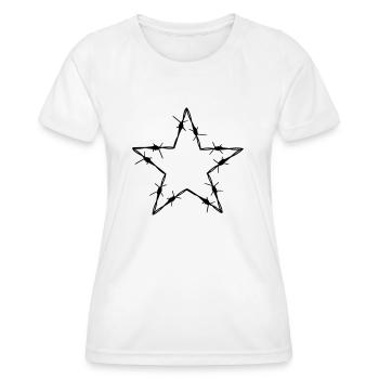 Stacheldraht 5 Eck Stern - Geschenkidee Tattoo - Frauen Funktions-T-Shirt - Weiß - Vorne - AI Model Female 172 dark (172cm)