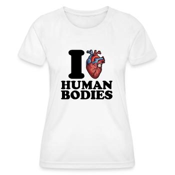 Ich liebe menschliche Körper - Frauen Funktions-T-Shirt - Weiß - Vorne - AI Model Female 172 dark (172cm)