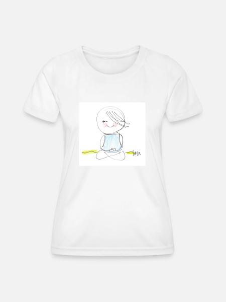 meditating little buddha - Frauen Funktions-T-Shirt - Weiß