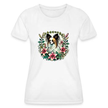 Papillon-Hund - Frauen Funktions-T-Shirt - Weiß - Vorne - AI Model Female 172 dark (172cm)