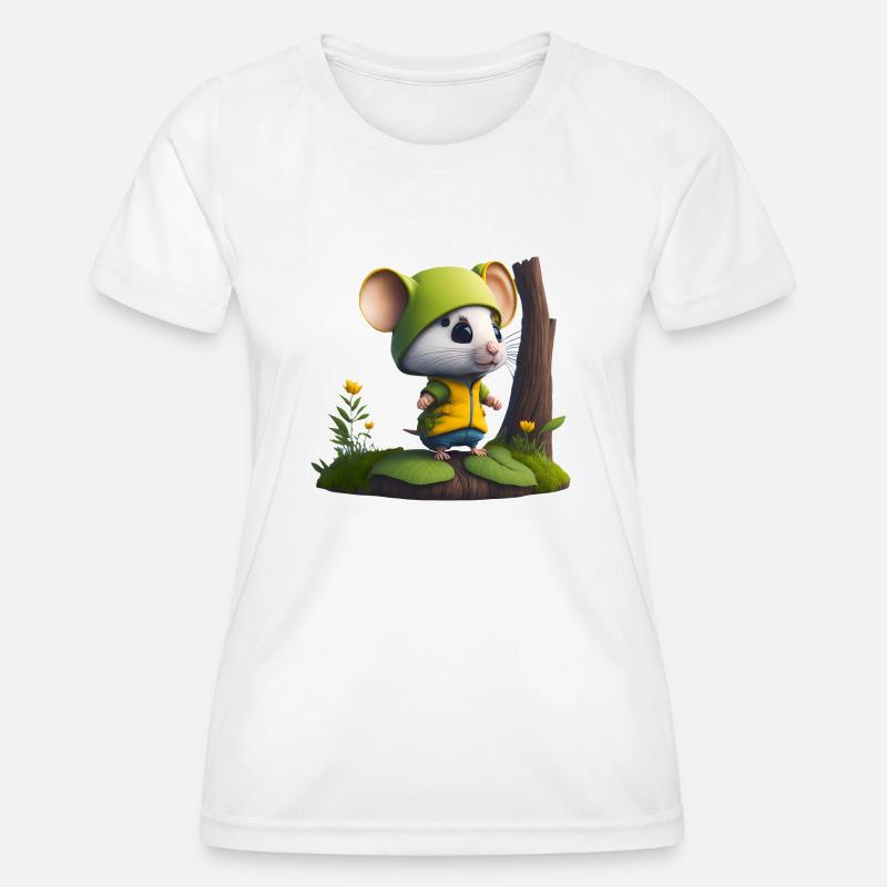 Cute mouse with cap and jacket - Women's Functional T-Shirt - white