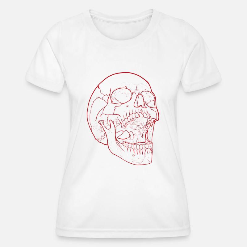 Dumb Scream - Skull in red - Women's Functional T-Shirt - white