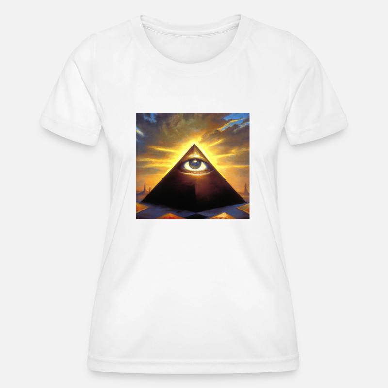 Illuminati Eye in Pyramid - Women's Functional T-Shirt - white
