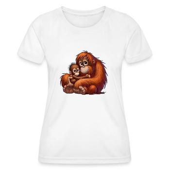 Orang-Utan-Mutter mit Kind - Frauen Funktions-T-Shirt - Weiß - Vorne - AI Model Female 172 dark (172cm)
