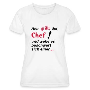 Voici griller le chef - T-shirt sport Femme - blanc - Devant - AI Model Female 172 dark (172cm)