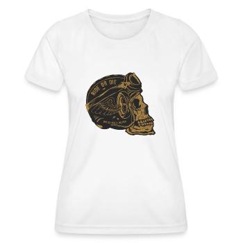tete de mort crane skull casque motard aile roue - T-shirt sport Femme - blanc - Devant - AI Model Female 172 dark (172cm)
