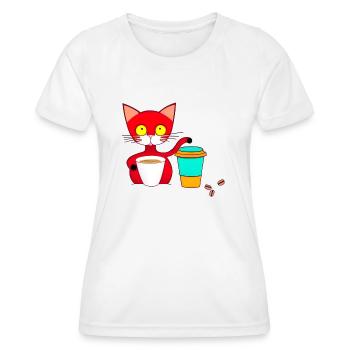 chat et café - T-shirt sport Femme - blanc - Devant - AI Model Female 172 dark (172cm)