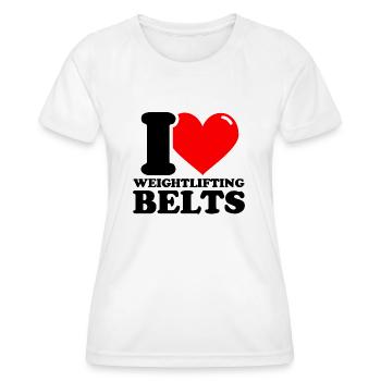 Ich liebe Gewichtheben Gürtel - Fitness Gewichtheb - Frauen Funktions-T-Shirt - Weiß - Vorne - AI Model Female 172 dark (172cm)