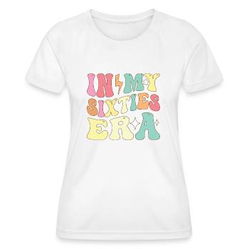Nouveaux Sixties 60e anniversaire Cadeaux Pour Hommes, Femmes - T-shirt sport Femme - blanc - Devant - AI Model Female 172 dark (172cm)