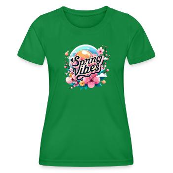 Vibrations printanières Réveil printanier - T-shirt sport Femme - vert - Devant - AI Model Female 172 dark (172cm)