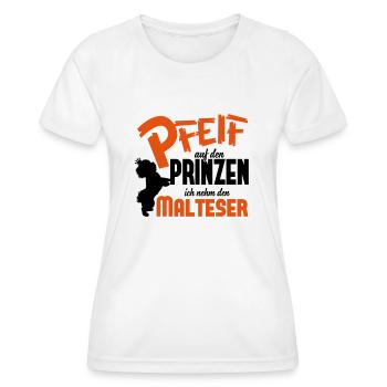 Hundeshirt: Ich nehm den Malteser - Frauen Funktions-T-Shirt - Weiß - Vorne - AI Model Female 172 dark (172cm)