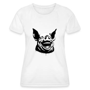 Lachendes Schwein - Frauen Funktions-T-Shirt - Weiß - Vorne - AI Model Female 172 dark (172cm)