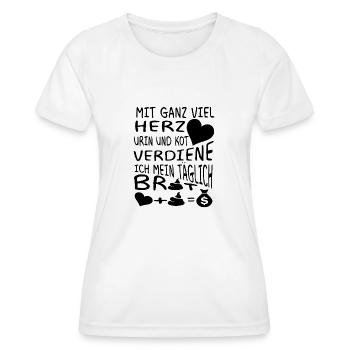 Mit ganz viel herz urin und kot verdiene ich Arzt - Frauen Funktions-T-Shirt - Weiß - Vorne - AI Model Female 172 dark (172cm)