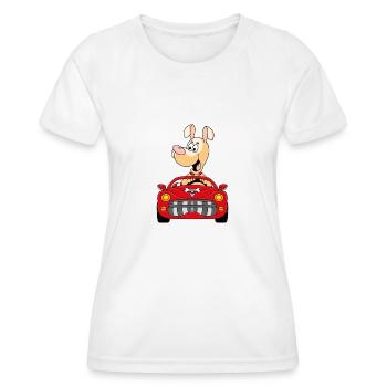 HUND - AUTO - TIER - KIND - BABY - CABRIO - Frauen Funktions-T-Shirt - Weiß - Vorne - AI Model Female 172 dark (172cm)