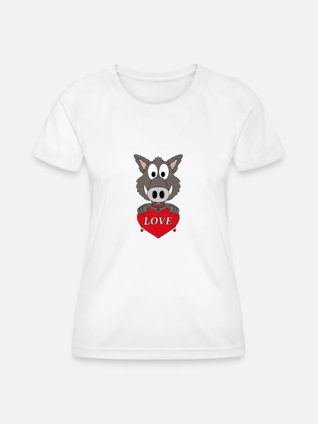 WILDSCHWEIN - TIER - LIEBE - LOVE - Frauen Funktions-T-Shirt - Weiß