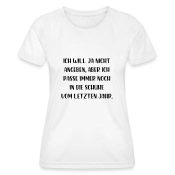 Ich will ja nicht angeben aber - Frauen Funktions-T-Shirt - Weiß - Vorne - AI Model Female 172 dark (172cm)