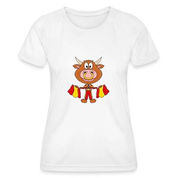 STIER - BULLE - KUH - TORERO - STIERKÄMPFER - Frauen Funktions-T-Shirt - Weiß - Vorne - AI Model Female 172 dark (172cm)