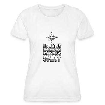 LETZTER SAUBERER CAMPING SHIRT + Kompass - Camping - Frauen Funktions-T-Shirt - Weiß - Vorne - AI Model Female 172 dark (172cm)