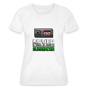NEVER SURRENDER (Grün) + NES Controller - Gaming - Frauen Funktions-T-Shirt - Weiß - Vorne - AI Model Female 172 dark (172cm)