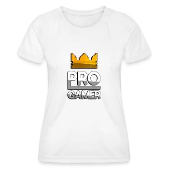 PRO GAMER (Weiß) + King Crown - Gaming - Frauen Funktions-T-Shirt - Weiß - Vorne - AI Model Female 172 dark (172cm)